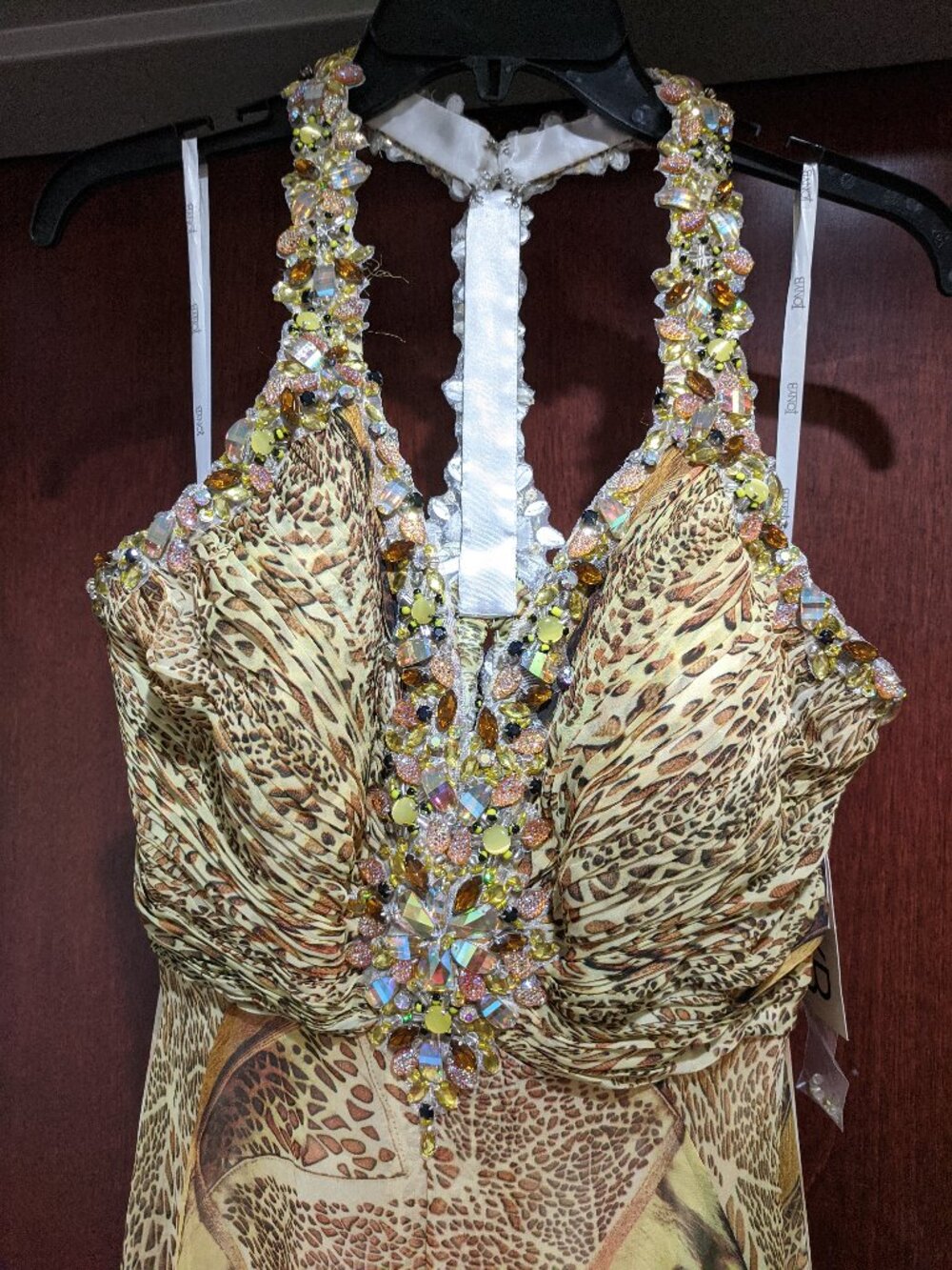 Tony Bowls 2351225 Size 14 Gold Printed Prom Dress - Picture 4 of 6